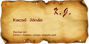 Kacsó Jónás névjegykártya